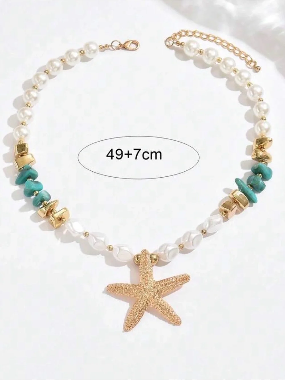 Gold Starfish Pearl Necklace
